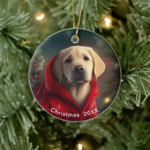 Adorno De Cerámica Navidades de Labrador Fecha o Añadir Foto Mascota