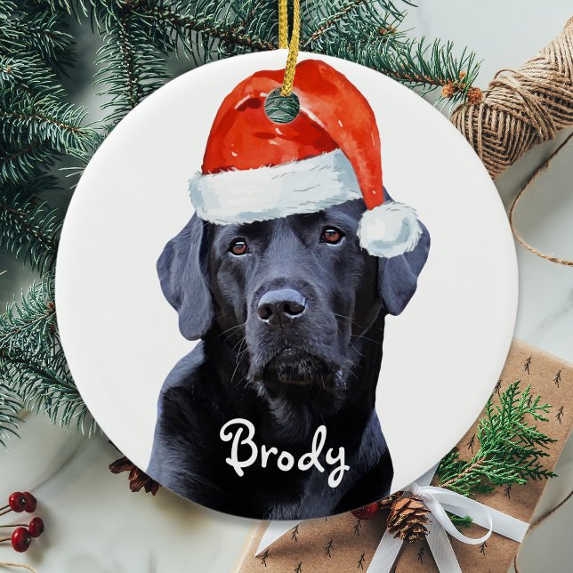 Adorno De Cerámica Navidades de Labrador Negro Santa Dog Labrador (Subido por el creador)