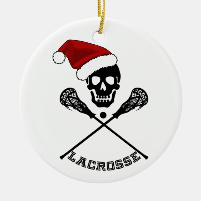 Adorno De Cerámica Navidades de Lacrosse Sticks (Frente)