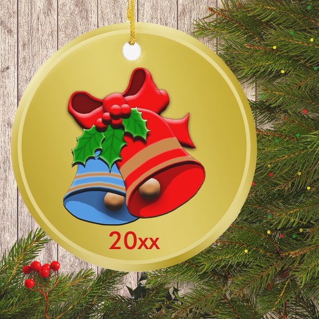 Adorno De Cerámica Navidades de las campanas de vacaciones personaliz (Subido por el creador)