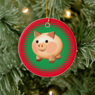Adorno De Cerámica Navidades de Lechón de Personalizado Cute