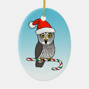 Adorno De Cerámica Navidades de Lechuza Gris Santa