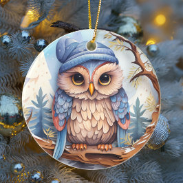 Adorno De Cerámica Navidades de lechuza personalizadas