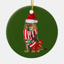 Adorno De Cerámica Navidades De León Con Gorra Scaft