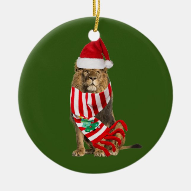 Adorno De Cerámica Navidades De León Con Gorra Scaft (Frente)