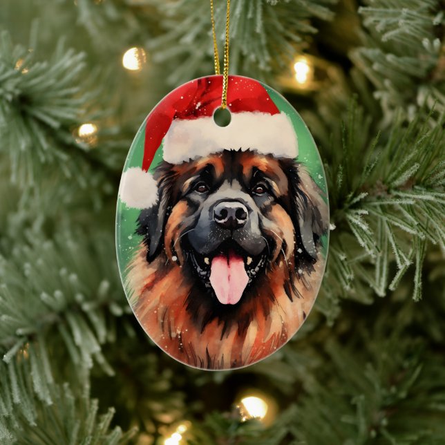 Adorno De Cerámica Navidades de Leonberger pinchan arte (Árbol)