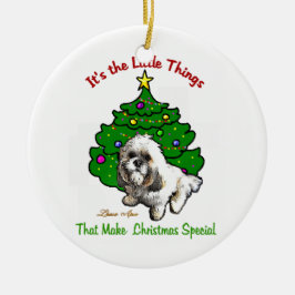 Adorno De Cerámica Navidades de Lhasa Apso