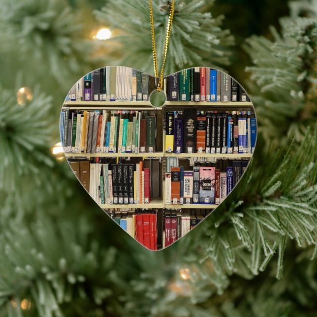 Adorno De Cerámica Navidades de Libros de la Biblioteca Lover (Árbol)