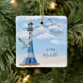 Adorno De Cerámica Navidades de Lighthouse Nautical Beach personaliza