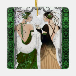 Adorno De Cerámica Navidades de los años 20 Martini Flapper Ladies
