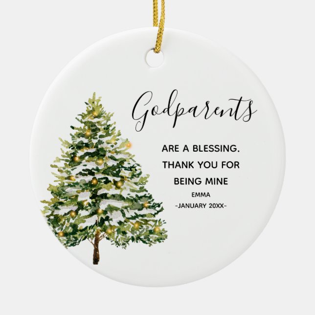 Adorno De Cerámica Navidades de los padrinos personalizados del invie (Frente)