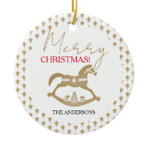 Navidades de madera rodando caballo