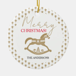 Adorno De Cerámica Navidades de madera rodando caballo