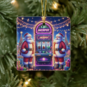 Adorno De Cerámica Navidades de Máquinas Tragaperras de Santa Casino