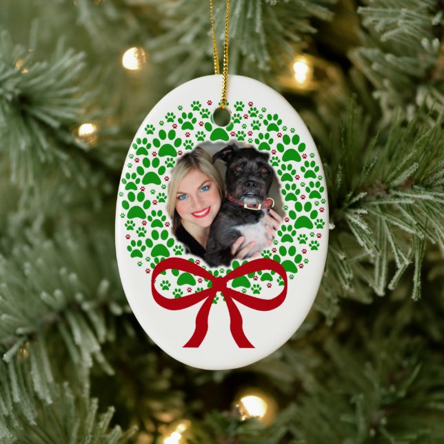 Adorno De Cerámica Navidades de marco de fotos de Wreath (Árbol)