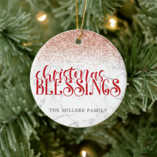 Adorno De Cerámica Navidades de mármol rojo bendiciendo la personalid