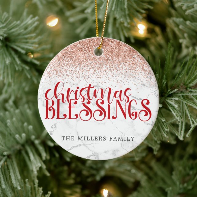 Adorno De Cerámica Navidades de mármol rojo bendiciendo la personalid (Árbol)