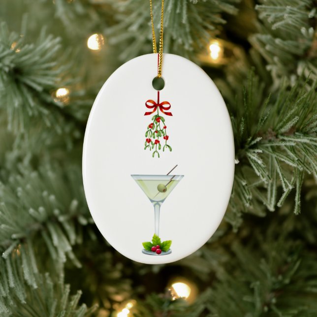 Adorno De Cerámica Navidades de Martinis y Mistletoe (Árbol)