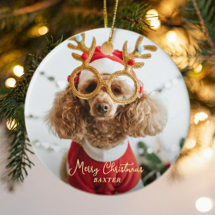 Adorno De Cerámica Navidades de Mascota lindo foto perro travieso cac