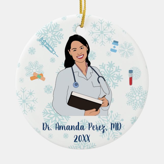 Adorno De Cerámica Navidades de Médicas médicos personalizados (Frente)