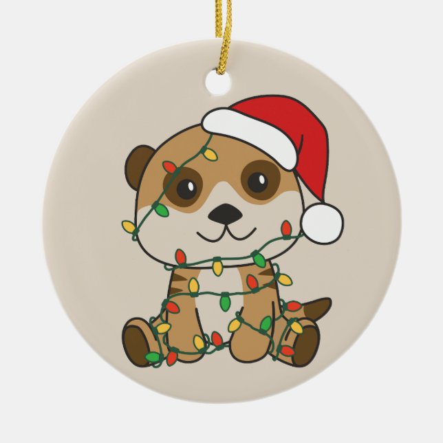Adorno De Cerámica Navidades de Meerkat Animales De Invierno Vacacion (Frente)