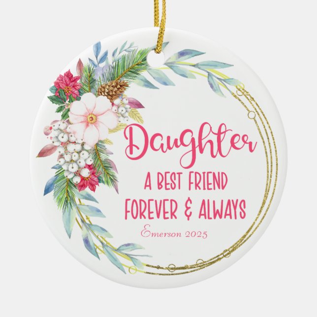 Adorno De Cerámica Navidades de mejor amigo de hija personalizada (Frente)