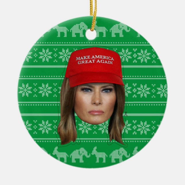 Adorno De Cerámica Navidades de Melania Trump MAGA (Frente)