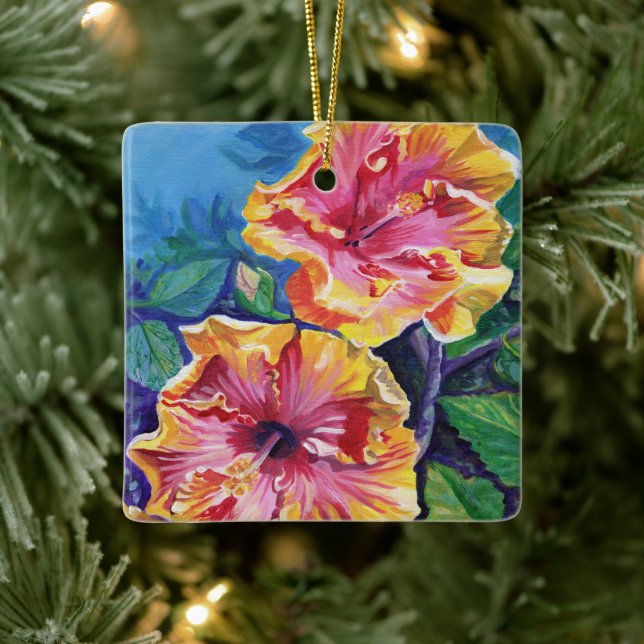 Adorno De Cerámica Navidades de Mele Kalikimaka Hawaii Hibiscus (Árbol)