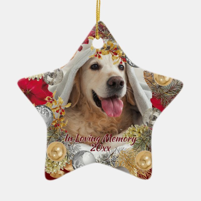 Adorno De Cerámica Navidades DE MEMORIA DE FOTO DE MASCOTA personaliz (Frente)