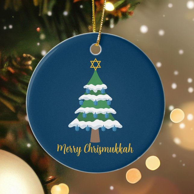 Adorno De Cerámica Navidades de Merry Chrismukkah Cute Hanukkah (Subido por el creador)