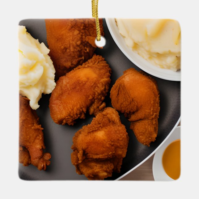 Adorno De Cerámica Navidades de Merry Cluckin frieron pollo (Anverso)