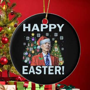 Adorno De Cerámica Navidades de Merry Easter Funny Joe Biden Santa