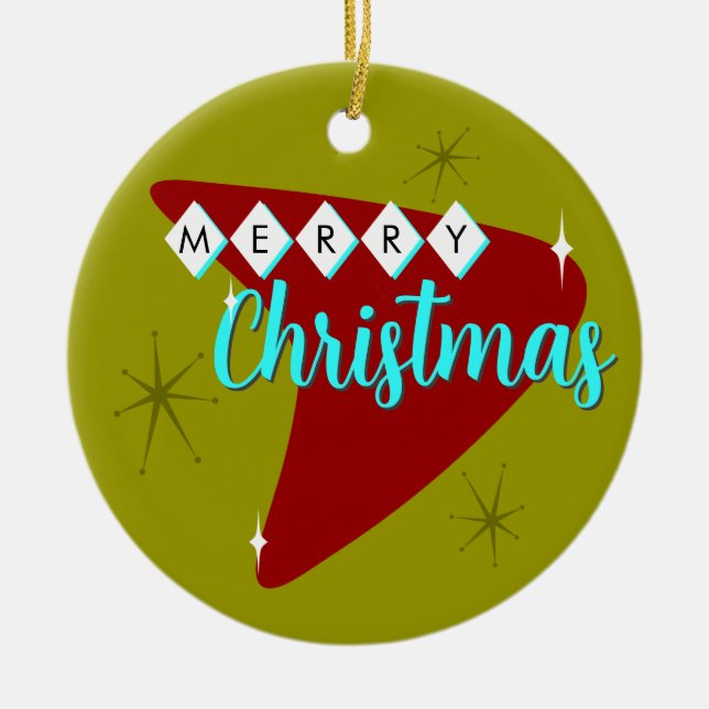 Adorno De Cerámica Navidades de Merry Mid Century (Frente)