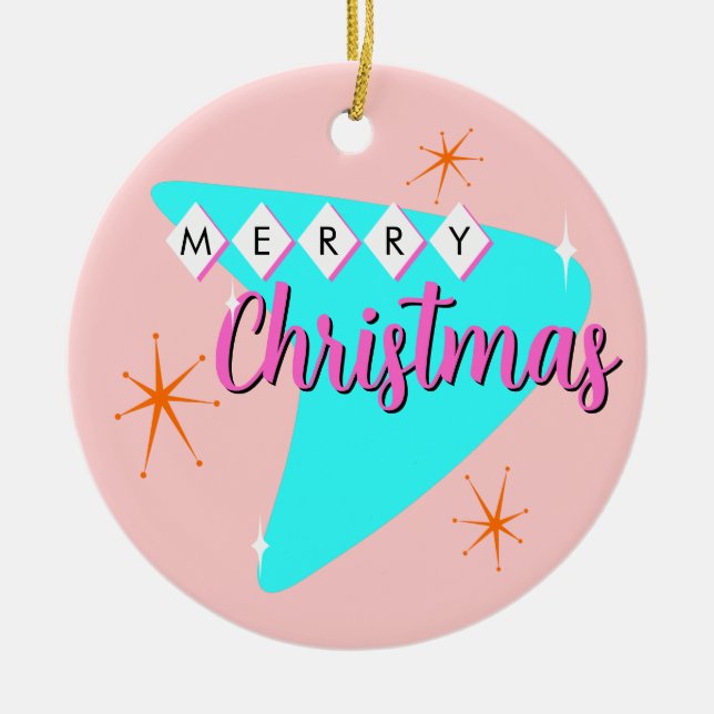 Adorno De Cerámica Navidades de Merry Mid Century (Frente)