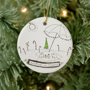 Adorno De Cerámica Navidades de Miami