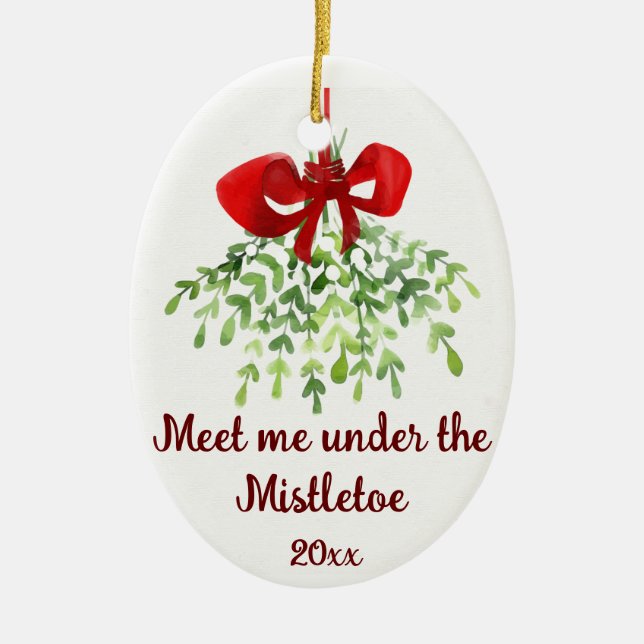 Adorno De Cerámica Navidades De Mistletoe Cita Romántica Divertida (Frente)