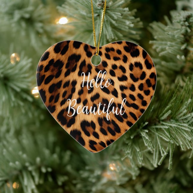 Adorno De Cerámica Navidades de moda Brown Leopard Print (Árbol)