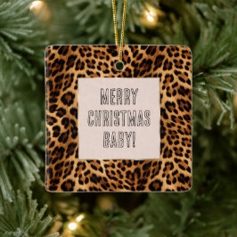 Adorno De Cerámica Navidades de moda Brown Leopard Print