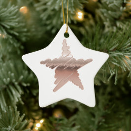 Adorno De Cerámica Navidades de moda estrella de rosa metálico blanco