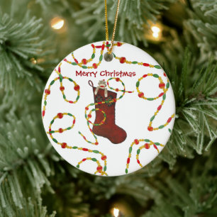 Adorno De Cerámica Navidades de monos de media luna