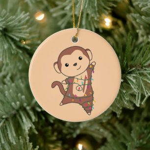 Adorno De Cerámica Navidades de monos Nieve Animales de Invierno Cera