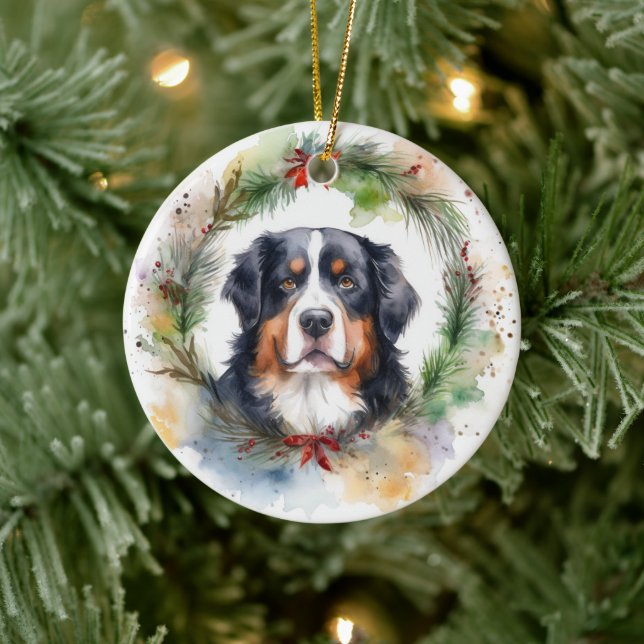 Adorno De Cerámica Navidades de Montaña de Berna Wreath Festimes Pup (Árbol)
