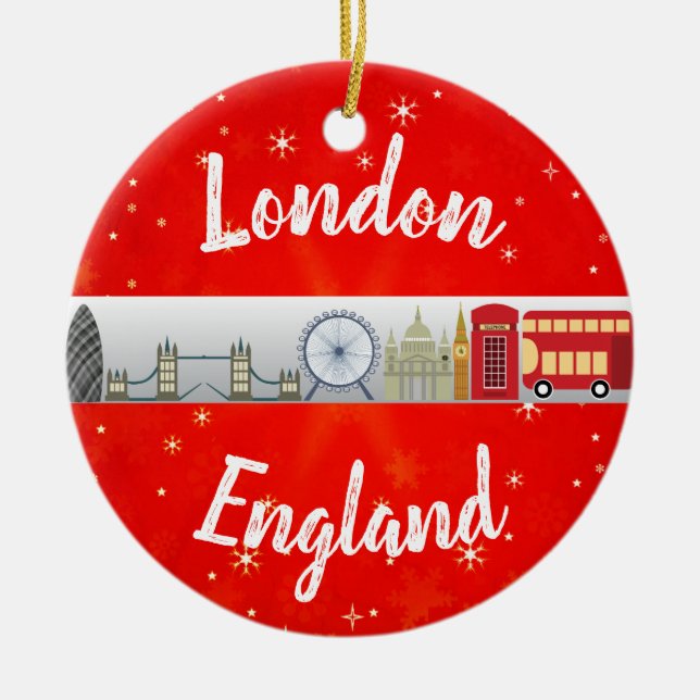 Adorno De Cerámica Navidades de monumentos ingleses de Londres (Frente)