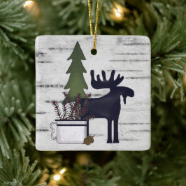 Adorno De Cerámica Navidades de Moose Birch, un país ruso personaliza