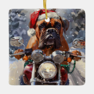 Adorno De Cerámica Navidades de motocicleta Bullmastiff