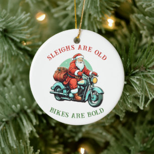 Adorno De Cerámica Navidades de motocicleta Santas Joyride