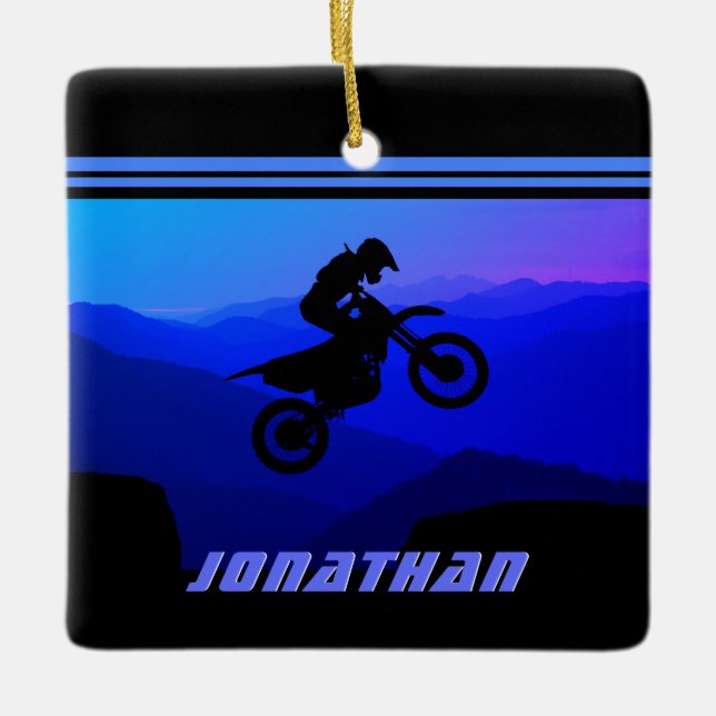 Adorno De Cerámica Navidades de Motocross en bicicleta sucia personal (Anverso)