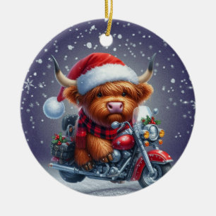 Adorno De Cerámica Navidades de motor de Cute Highland Cow