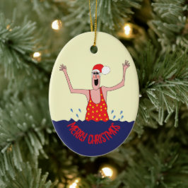 Adorno De Cerámica Navidades de mujeres nadadoras silvestres