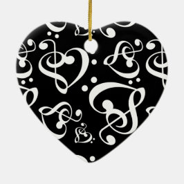 Adorno De Cerámica Navidades de música de corazón de blando blanco ne